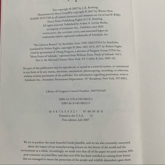 Harry Potter & the Deathly Hallows 1st ED Hard.... - Picture 5 of 5